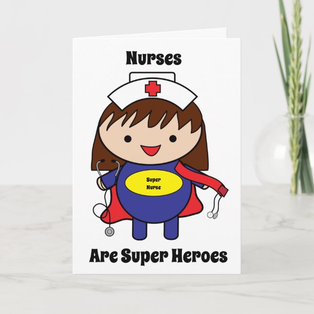 Carte Nurses Super Hero Kawaii Personnaliser (Devant)