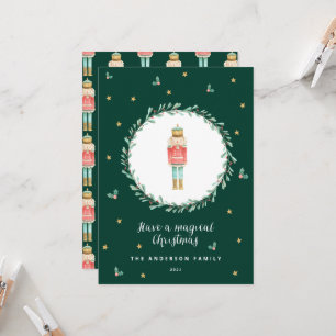 Carte Nutcracker aquarelle botanique joli Noël
