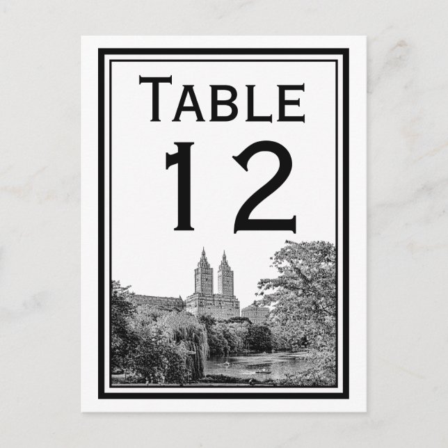 Carte NYC Central Pk Lake San Remo Numéro de table (Devant)