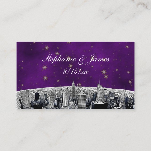 Carte NYC Skyline 2 Purple Gold Star Place (Devant)