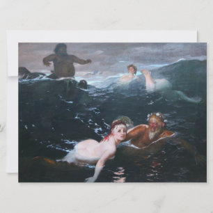Carte Nymphes et Satyres Jouant dans les Vagues