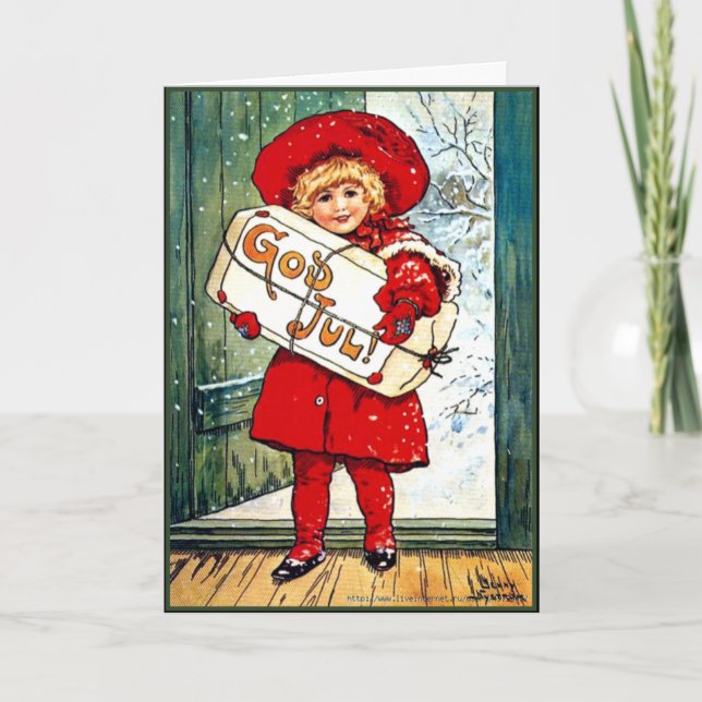 Carte Nystrom - Joyeux Noël, illustration vintage (Devant)