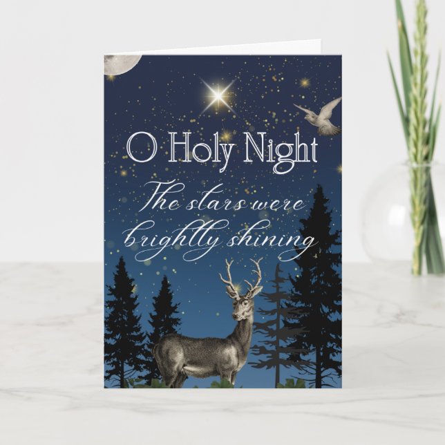 Carte O Holy Night Starry Sky with Deer and Dove Card (Devant)