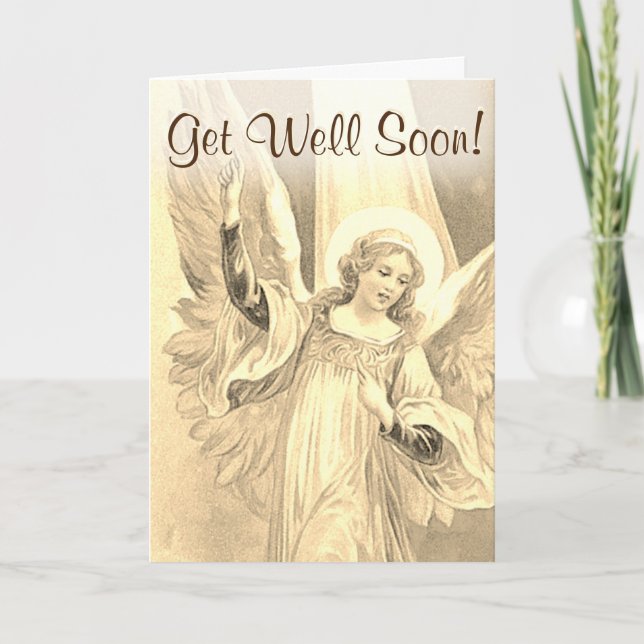 Carte Obtenez bien bientôt - Angel Gardien en or (Devant)