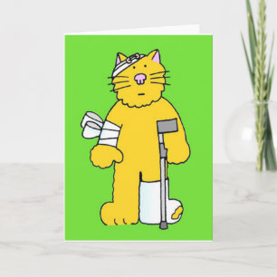 Carte Obtenez Bien Bientôt Chat de Dessin Avec Bandages.