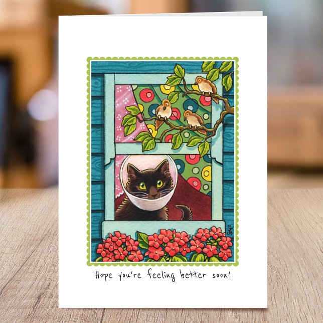 Carte Obtenez Bien Bientôt Cute Chat personnalisé plié (Créateur téléchargé)