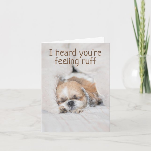 Carte Obtenez bien bientôt mignonne chiot chien shihtzu  (Devant)