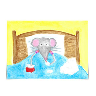 Carte Obtenez bien bientôt Missy Mouse Malade dans la ca