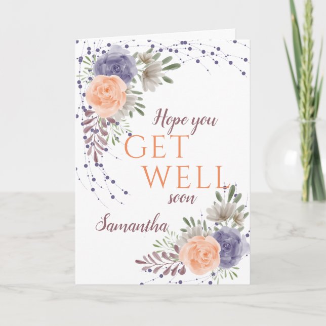Carte Obtenez Bien Bientôt Peony Rose violet (Devant)