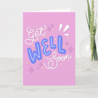 Carte Obtenez bien Bientôt Typographie moderne rose et b