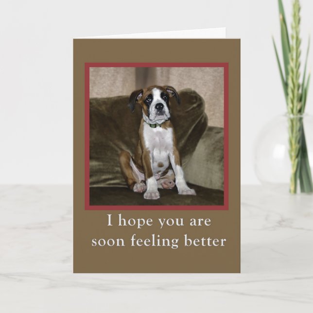 Carte Obtenez bien, chiot de boxeur (Devant)