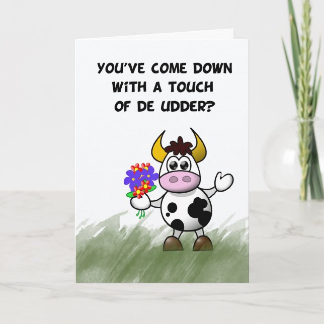Carte Obtenez bien l'humour, la touche de l'utérus, vach (Devant)