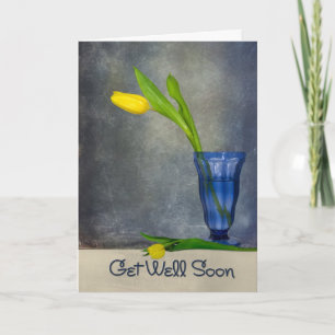 Carte Obtenez la tulipe bientôt jaune bonne en verre