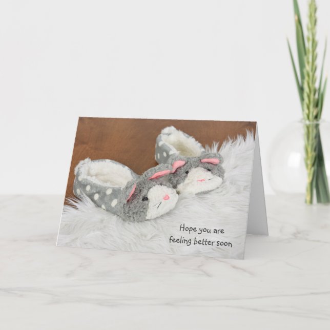 Carte obtenez les pantoufles bonnes de bientôt-lapin sur (Devant)