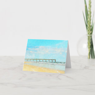 Carte Ocean Beach et Fishing Pier Watercolor