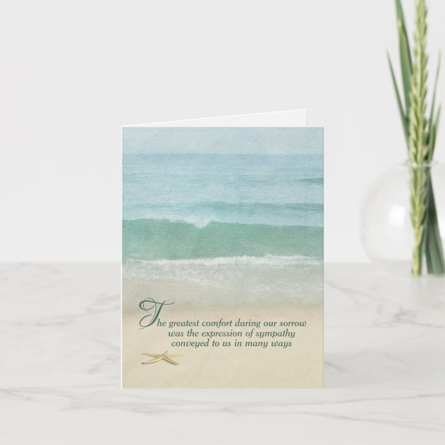 Carte Ocean Beach Watercolor Sympathy Merci (Devant)