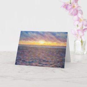 Carte Ocean Sunset Oil Pastel Style Art Note Card