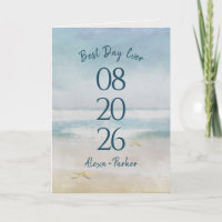 Ocean Watercolor Beach Wedding Date Card