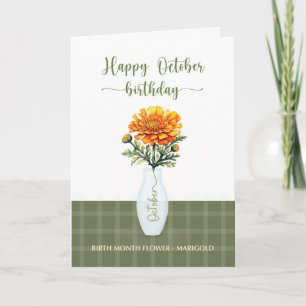 Carte Octobre Anniversaire Marigold Mois de naissance Fl