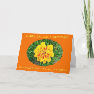 Carte Octobre, Mois, Fleur Spécifique Joyeux Anniversair