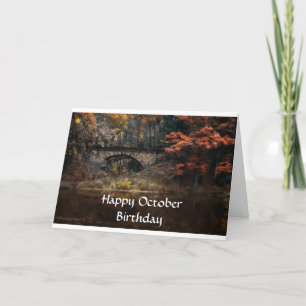 CARTE **OCTOBRE SOUHAITS D'ANNIVERSAIRE** BEAU EN AUTOMN