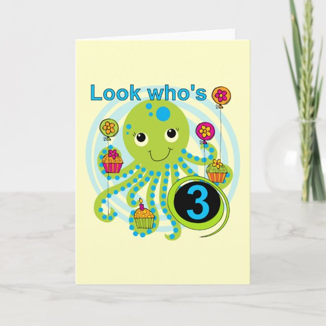 Carte Octopus 3e anniversaire T-shirts et cadeaux (Devant)