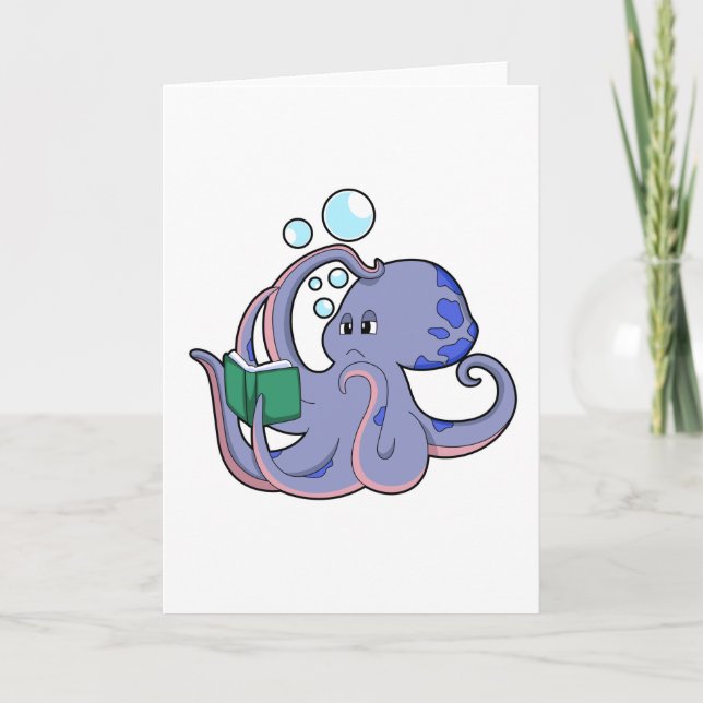 Carte Octopus à la lecture avec livre (Devant)