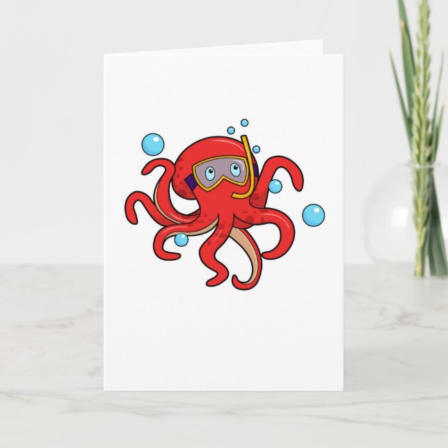 Carte Octopus à la plongée avec lunettes de natation (Devant)