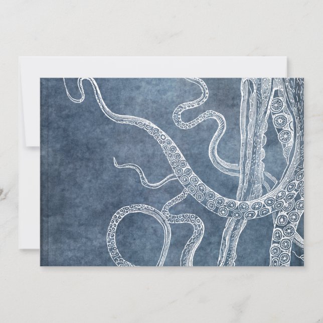 Carte Octopus - Bleu Twilight Denim Aquarelle Art (Devant)