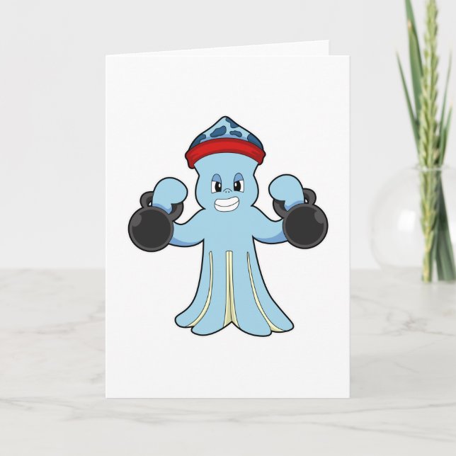 Carte Octopus comme Bodybuilder avec des cloches (Devant)