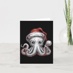 Carte Octopus De Noël Drôle Avec Chapeau De Père Noël Po