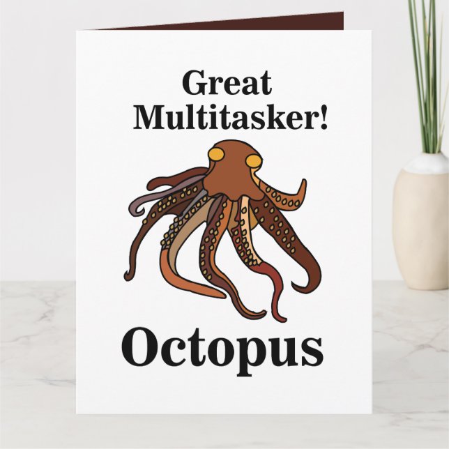 Carte Octopus Tentacles Multitaskan Funny Birthday (Devant)