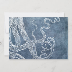 Carte Octopus Twilight Blue Denim Watercolor Art