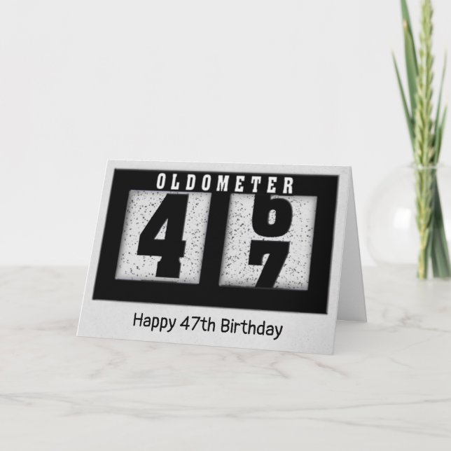 Carte Odomètre noir pour 47e anniversaire (Devant)