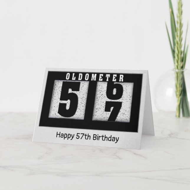 Carte Odomètre noir pour 57e anniversaire (Devant)