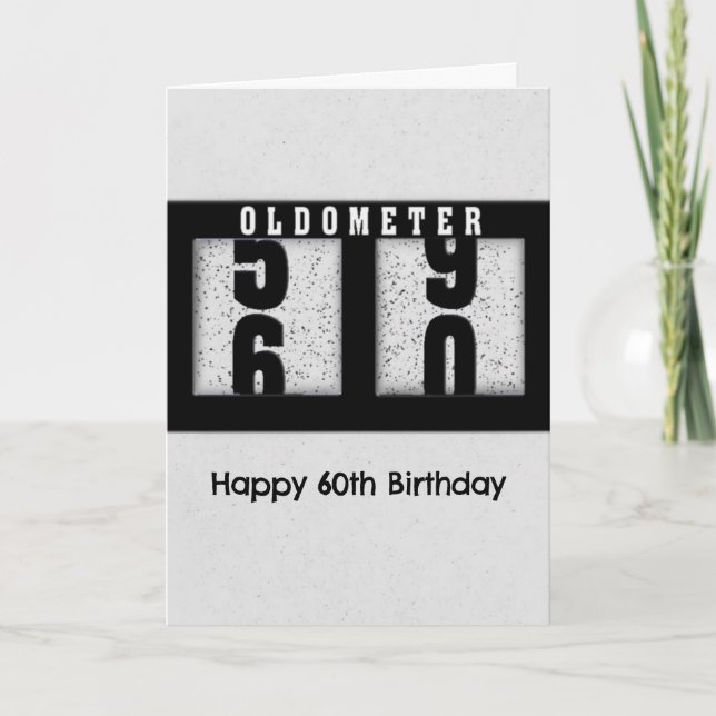 Carte Odomètre noir pour 60e Humour d'anniversaire (Devant)
