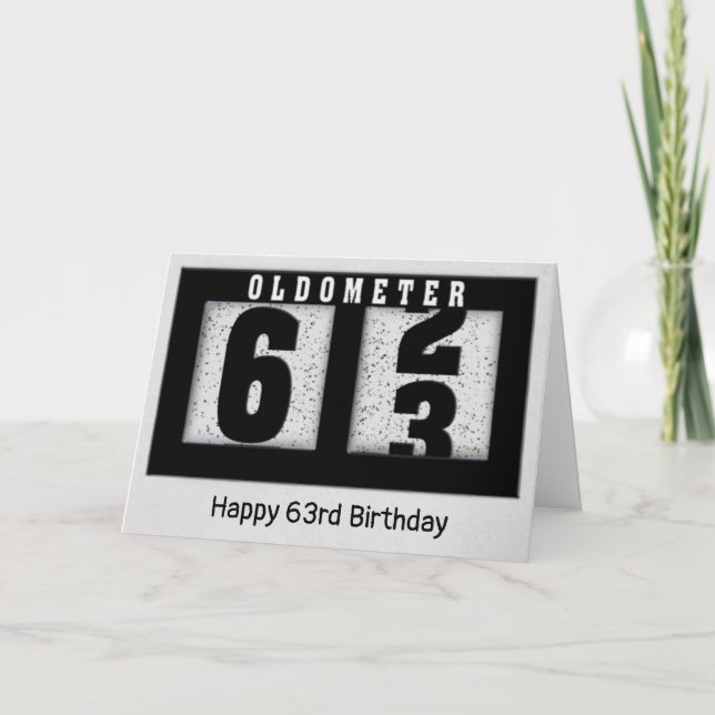 Carte Odomètre noir pour 63e anniversaire (Devant)