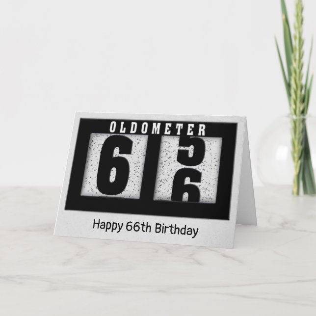 Carte Odomètre noir pour 66e anniversaire (Devant)