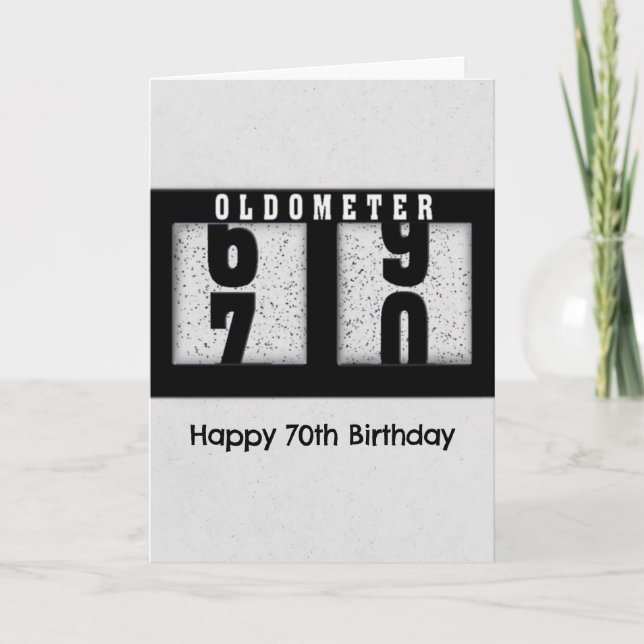 Carte Odomètre noir pour 70e Humour d'anniversaire (Devant)
