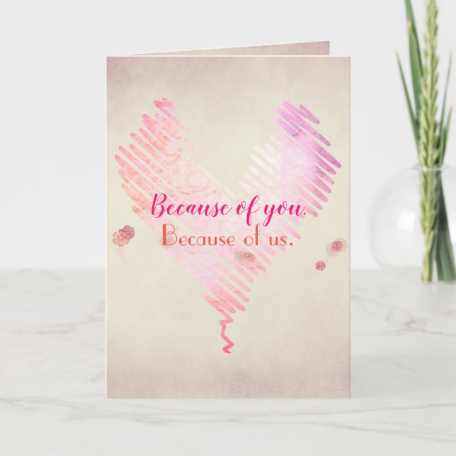 Carte odorat coeur romance avec fleur (Devant)