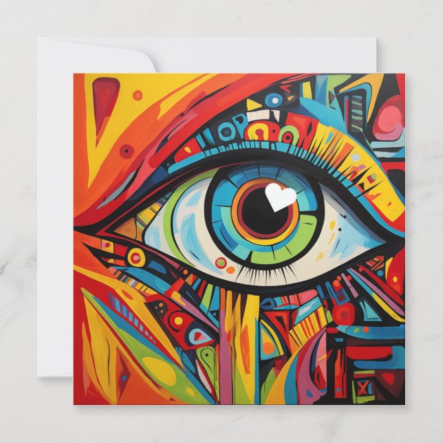 Carte Oeil Coeur Amour Artistique Saint-Valentin (Devant)