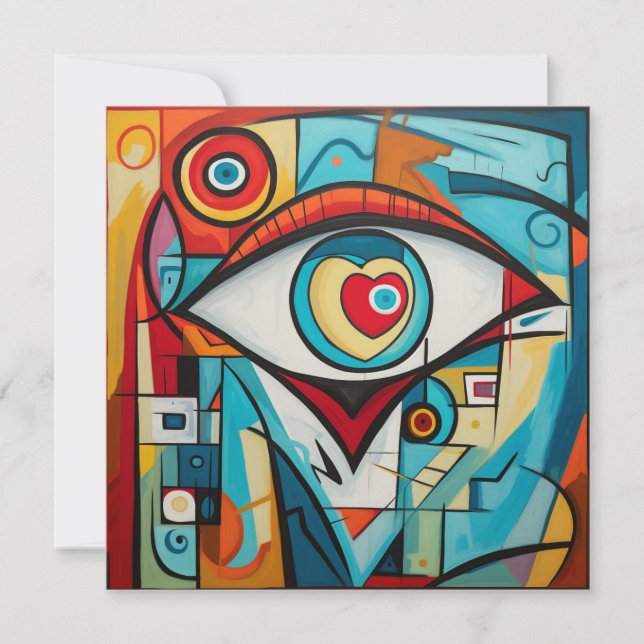 Carte Oeil Valentine Coeur Amour Art Déco (Devant)