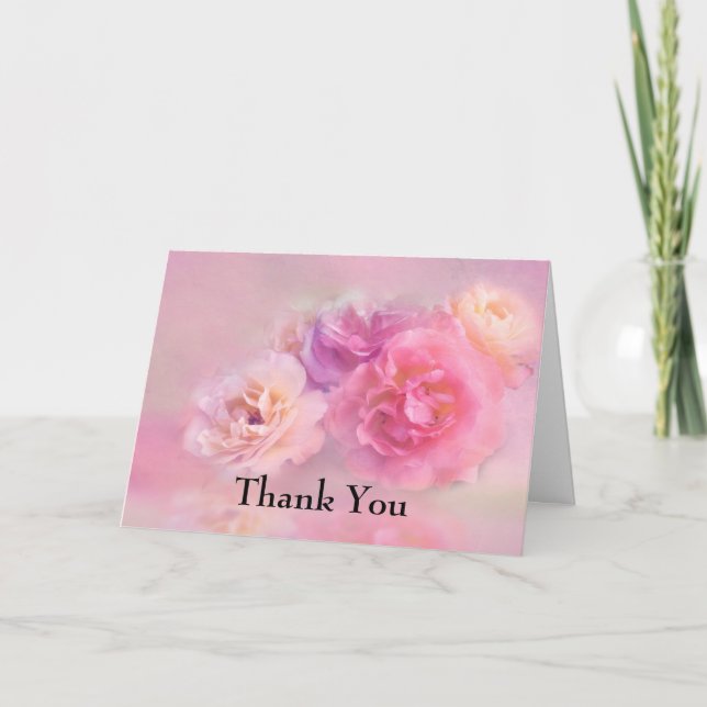 Carte Oeillets Jolies Roses Merci Photo Élégant (Devant)