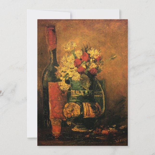 Carte Oeillets, Roses et une bouteille de Vincent van Go (Devant)