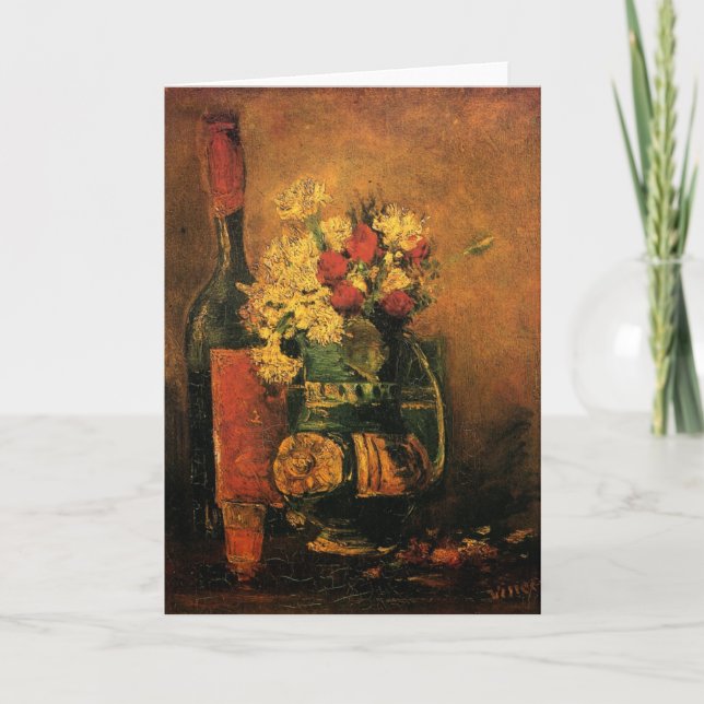 Carte Oeillets, Roses et une bouteille de Vincent van Go (Devant)