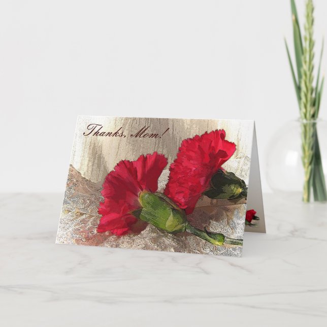 Carte Oeillets rouges à la fête des mères de Brocade (Devant)