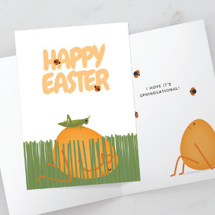 Carte Œuf de Pâques heureux en cachette   Scène printani
