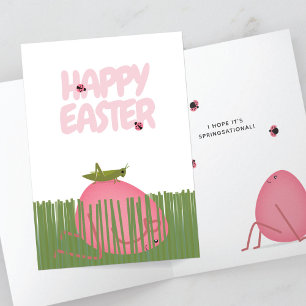Carte Œuf de Pâques heureux en cachette   Scène printani