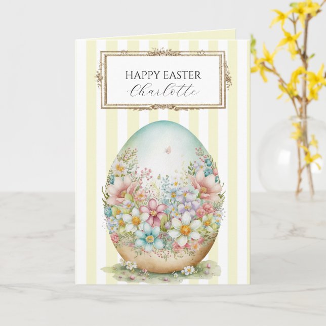 Carte OEuf de Pâques personnalisé (Fleur jaune)