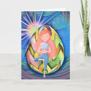 Carte Œuf de Pâques Sunshine, Yoga Girl Joyeux Anniversa